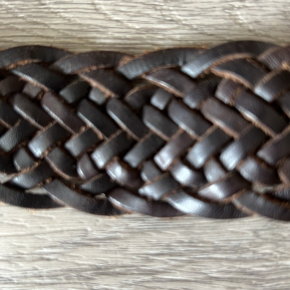 Woven Leather Cuff Bracelet Brown Silver Reversible Unisex Wide Statement Band - Picture 9 of 10
